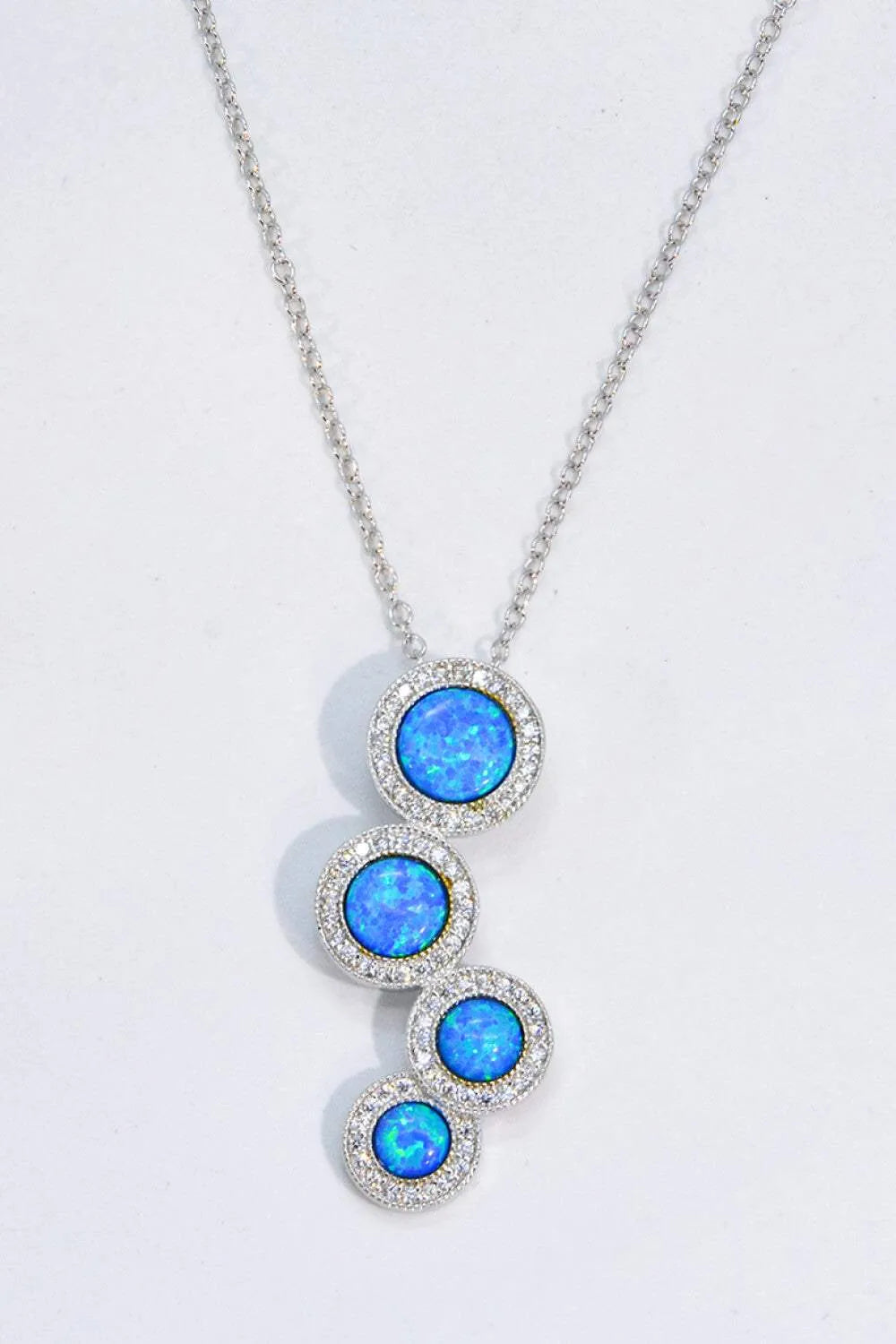 Opal Round Pendant Chain-Link Necklace Opal - Tophatter Daily Deals