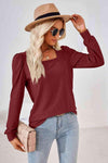 Square Neck Puff Sleeve Blouse Blouses - Tophatter Daily Deals