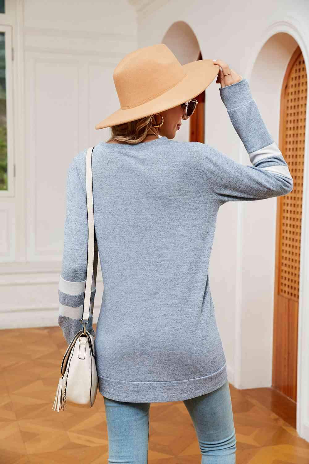 Round Neck Long Sleeve Top Women's T-Shirts - Tophatter Daily Deals