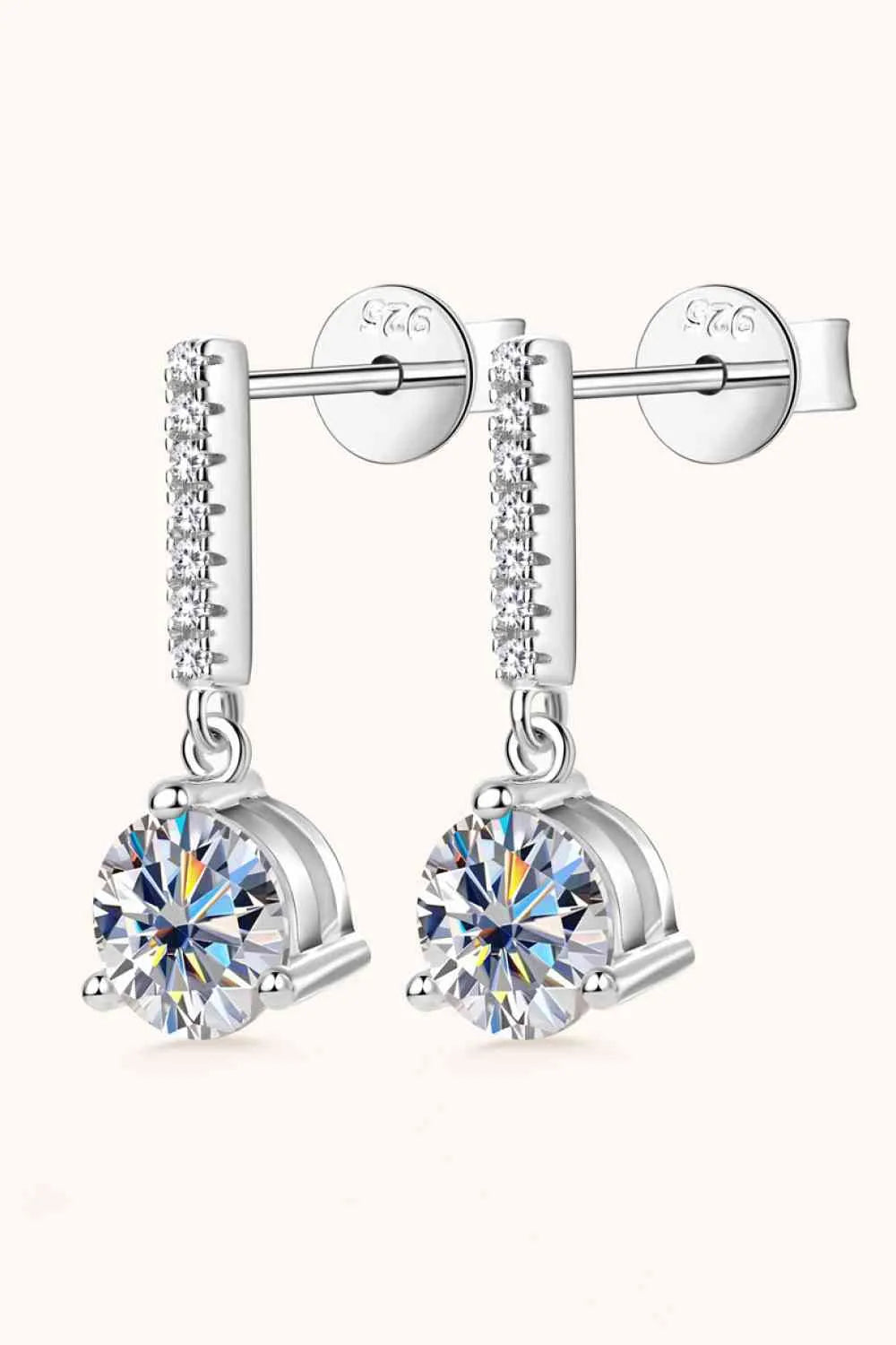 2 Carat Moissanite 925 Sterling Silver Drop Earrings Silver One Size Moissanite - Tophatter Daily Deals