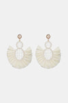 Raffia Grass Tassel Detail Dangle Earrings White One Size Earrings - Tophatter Daily Deals