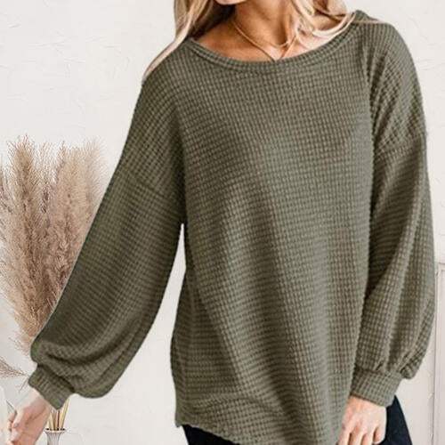 Boat Neck Dropped Shoulder Top Matcha Green Women's T-Shirts - Tophatter Daily Deals