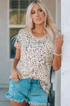 Leopard Contrast Short Sleeve Tee Shirt Women's T-Shirts - Tophatter Daily Deals