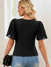 V-Neck Flutter Sleeve Top - Tophatter Deals