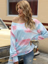 Tie-Dye Dropped Shoulder Long Sleeve T-Shirt Women's T-Shirts - Tophatter Daily Deals