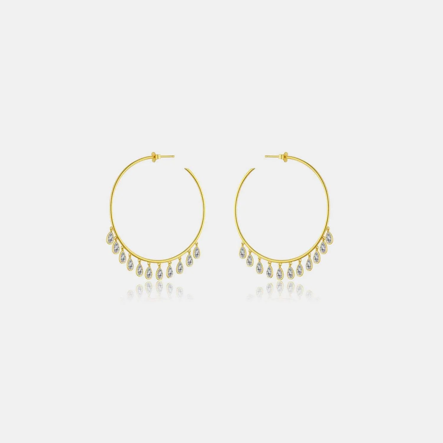 Inlaid Zircon 925 Sterling Silver Earrings Gold One Size Earrings - Tophatter Daily Deals