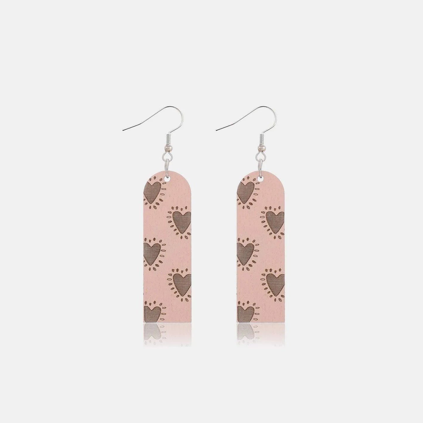 Heart Pattern Wooden Dangle Earrings Style A One Size Earrings - Tophatter Daily Deals