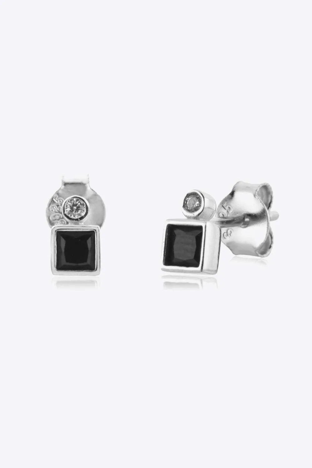 Inlaid Zircon Square 925 Sterling Silver Earrings Silver One Size Earrings - Tophatter Daily Deals