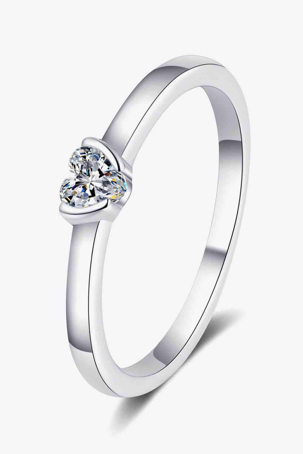 Heart-Shaped Moissanite Solitaire Ring Moissanite - Tophatter Daily Deals