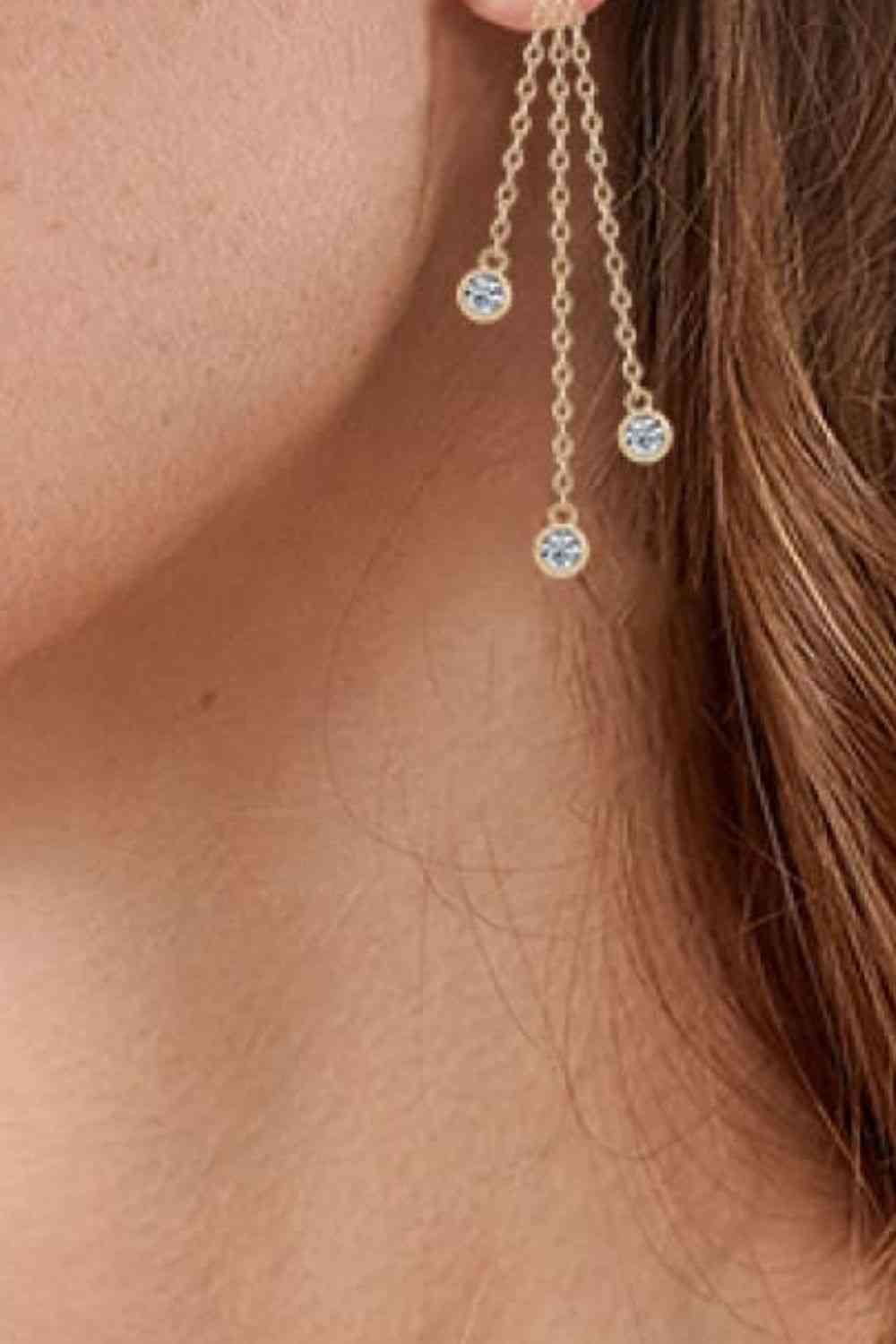 1.2 Carat Moissanite Layered Chain Earrings Moissanite - Tophatter Daily Deals