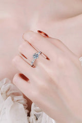 925 Sterling Silver Inlaid Moissanite 6-Prong Ring Moissanite - Tophatter Daily Deals
