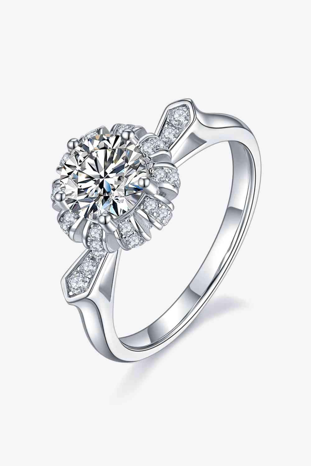 1 Carat Moissanite 925 Sterling Silver Ring Moissanite - Tophatter Daily Deals