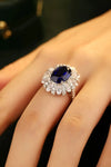 5 Carat Lab-Grown Sapphire Flower Shape Ring Rings - Tophatter Daily Deals