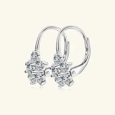 1.2 Carat 925 Sterling Silver Moissanite Flower Huggie Earrings Moissanite - Tophatter Daily Deals