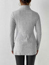 Ribbed Turtleneck Long Sleeve Slit T-Shirt Women's T-Shirts - Tophatter Daily Deals