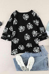 Botanical Print V-Neck Puff Sleeve Blouse Blouses - Tophatter Daily Deals