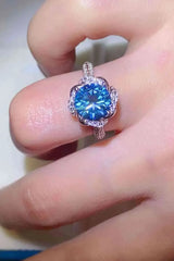 2 Carat Cobalt Blue Moissanite 925 Sterling Silver Ring Moissanite - Tophatter Daily Deals