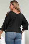 3/4 Sleeve Cutout Detail Top Women's T-Shirts - Tophatter Daily Deals