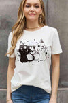 Simply Love Full Size Cats Graphic Cotton Tee Bleach Women's T-Shirts - Tophatter Daily Deals