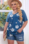 Plus Size V-Neck Raglan Sleeve Tee Azure Women's T-Shirts - Tophatter Daily Deals