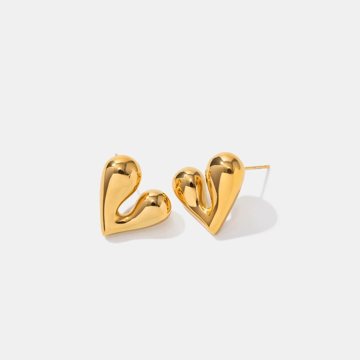 Heart Shape Stainless Steel Stud Earrings Gold One Size Earrings - Tophatter Daily Deals