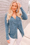 Heathered Ruched V-Neck Top Blouses - Tophatter Daily Deals