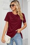 Cowl Neck Short Sleeve T-Shirt Women's T-Shirts - Tophatter Daily Deals