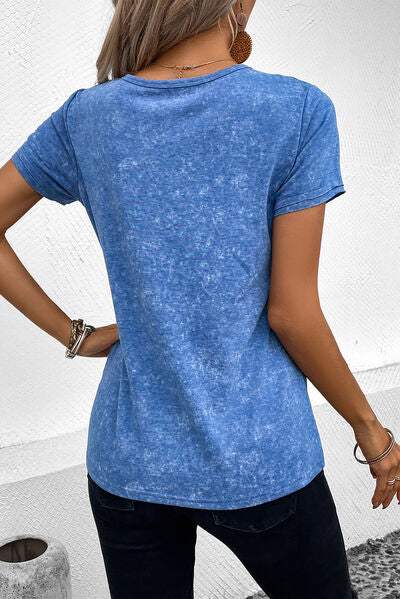 Heathered V-Neck Short Sleeve T-Shirt Women's T-Shirts - Tophatter Daily Deals