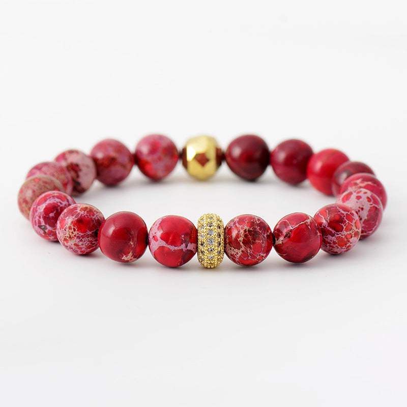 Natural Stone Beaded Bracelet Red One Size Bracelets - Tophatter Daily Deals