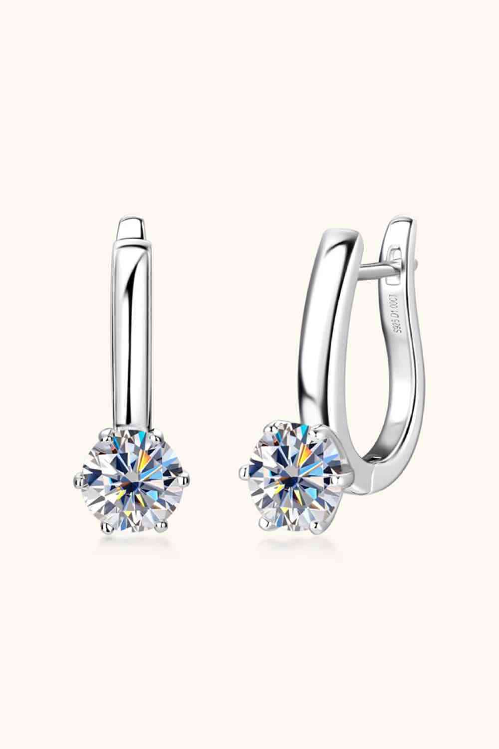 2 Carat Moissanite 925 Sterling Silver Earrings Silver One Size Moissanite - Tophatter Daily Deals