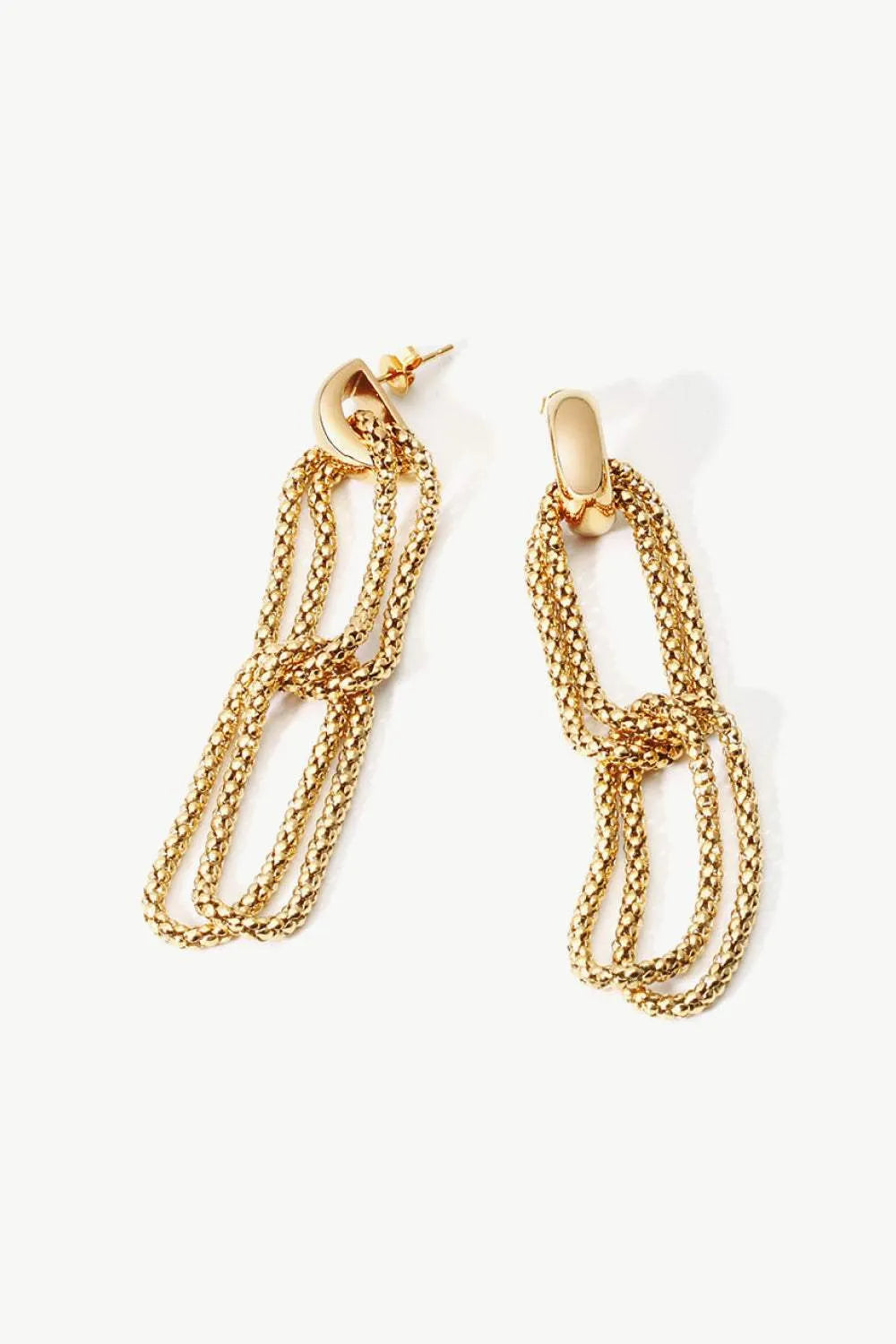 Gold-Plated D-Shaped Drop Earrings Earrings - Tophatter Daily Deals