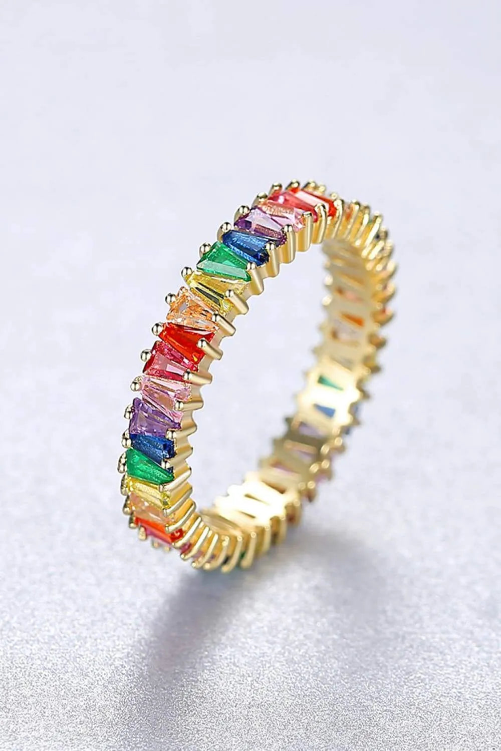 Multicolored Cubic Zirconia 925 Sterling Silver Ring Rings - Tophatter Daily Deals
