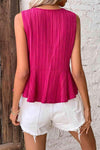 Two-Tone Twisted Plunge Peplum Sleeveless Top Blouses - Tophatter Daily Deals