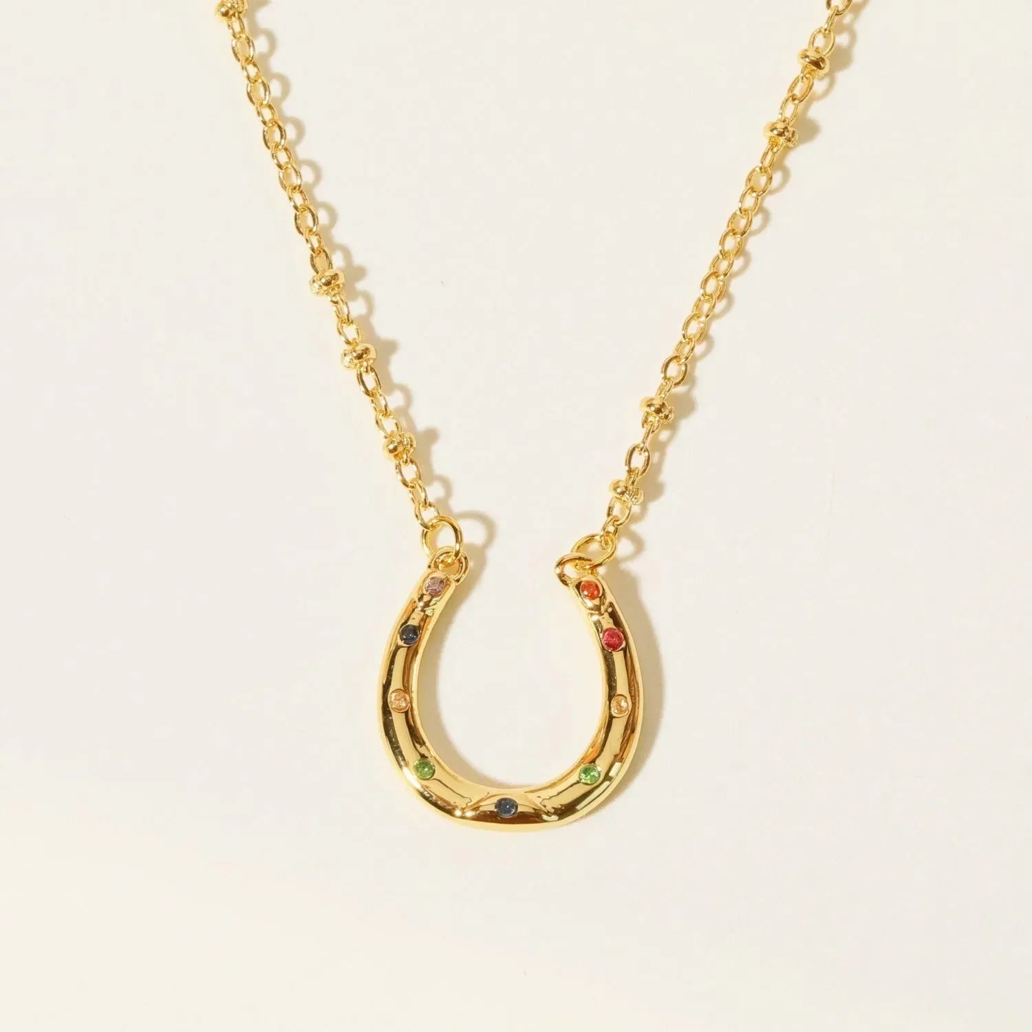 Inlaid Zircon 18K Gold-Plated U Shape Pendant Necklace Necklaces - Tophatter Daily Deals