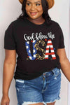 Simply Love Full Size GOD BLESS THE USA Graphic Cotton Tee Black Women's T-Shirts - Tophatter Daily Deals