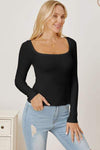 Square Neck Long Sleeve T-Shirt Women's T-Shirts - Tophatter Daily Deals