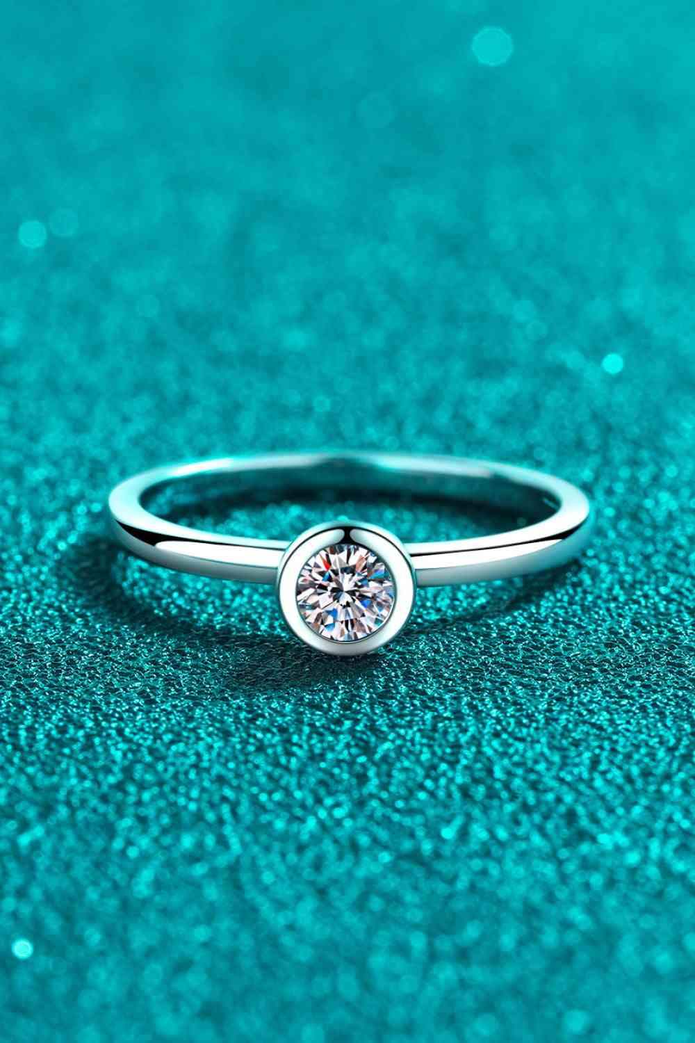 Moissanite Rhodium-Plated Solitaire Ring Moissanite - Tophatter Daily Deals