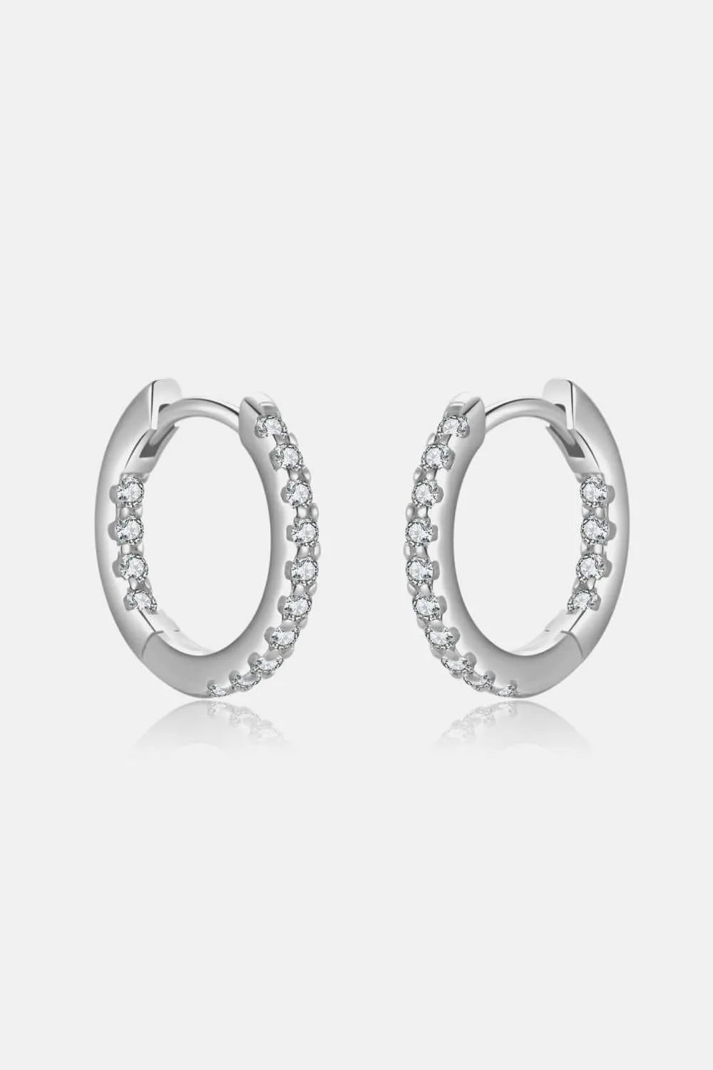 Inlaid Zircon 925 Sterling Silver Huggie Earrings Silver One Size Earrings - Tophatter Daily Deals