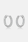 Inlaid Zircon 925 Sterling Silver Huggie Earrings Silver One Size Earrings - Tophatter Daily Deals