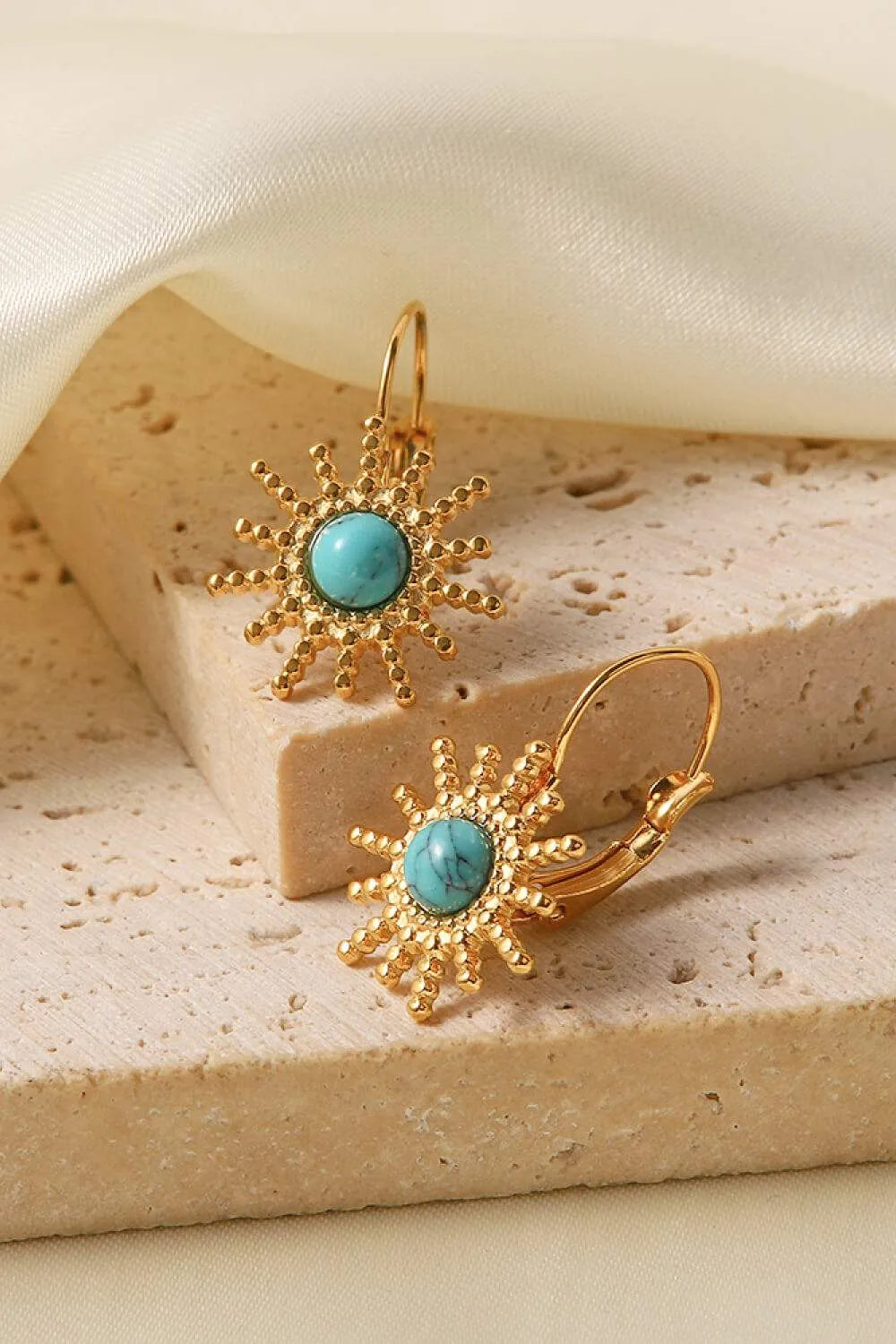 18K Gold Plated Sun-Shaped Earrings Earrings - Tophatter Daily Deals