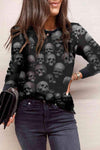 Full Size Printed Round Neck Long Sleeve T-Shirt Women's T-Shirts - Tophatter Daily Deals