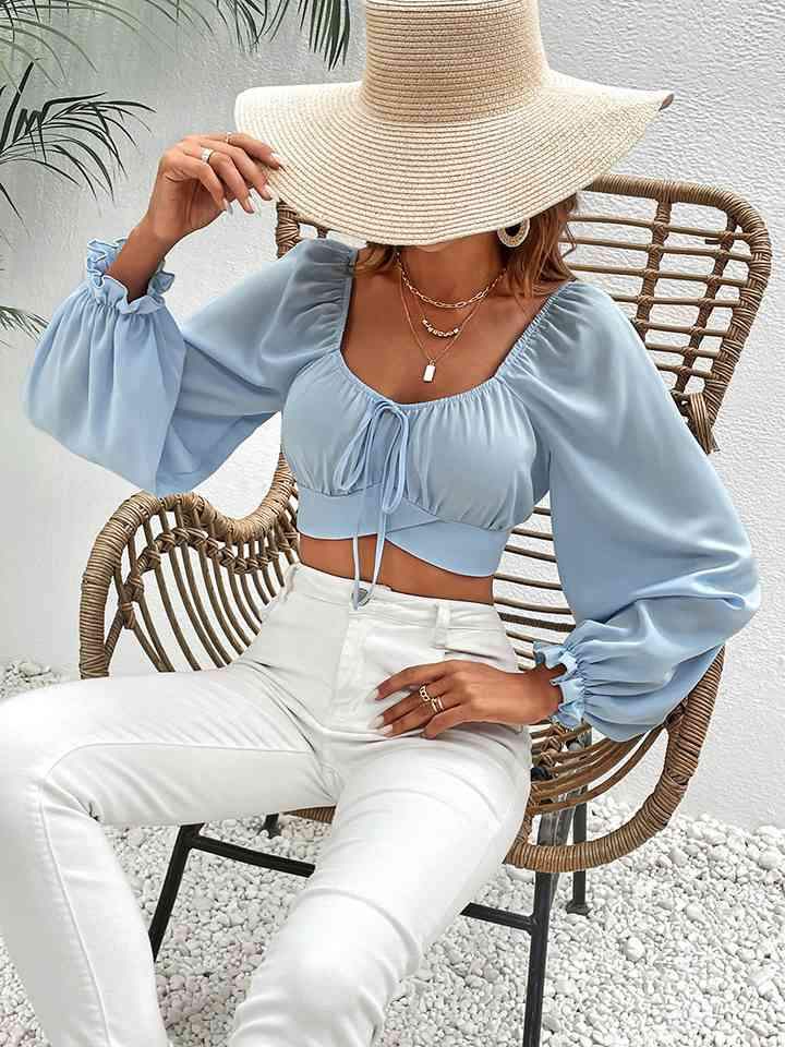 Raglan Sleeve Cropped Blouse Blouses - Tophatter Daily Deals