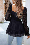 Square Neck Flounce Sleeve Peplum Top Blouses - Tophatter Daily Deals