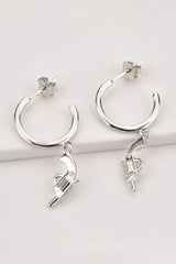 925 Sterling Silver C-Hoop Gun Drop Earrings Earrings - Tophatter Daily Deals