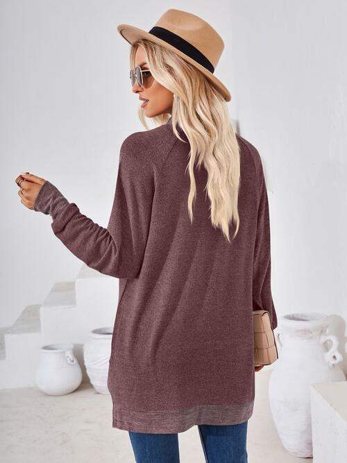 Contrast Mock Neck Long Sleeve T-Shirt Women's T-Shirts - Tophatter Daily Deals