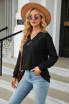 Decorative Button V-Neck Long Sleeve T-Shirt Women's T-Shirts - Tophatter Daily Deals