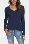 V-Neck Long Sleeve T-Shirt Navy Women's T-Shirts - Tophatter Daily Deals