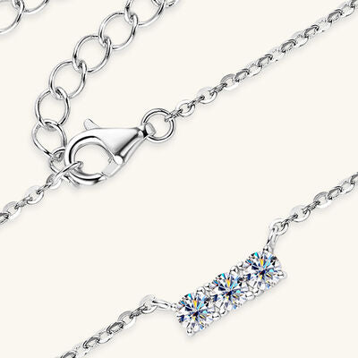 925 Sterling Silver Inlaid Moissanite Bar Necklace Moissanite - Tophatter Daily Deals