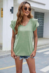 V-Neck Flutter Sleeve T-Shirt Women's T-Shirts - Tophatter Daily Deals