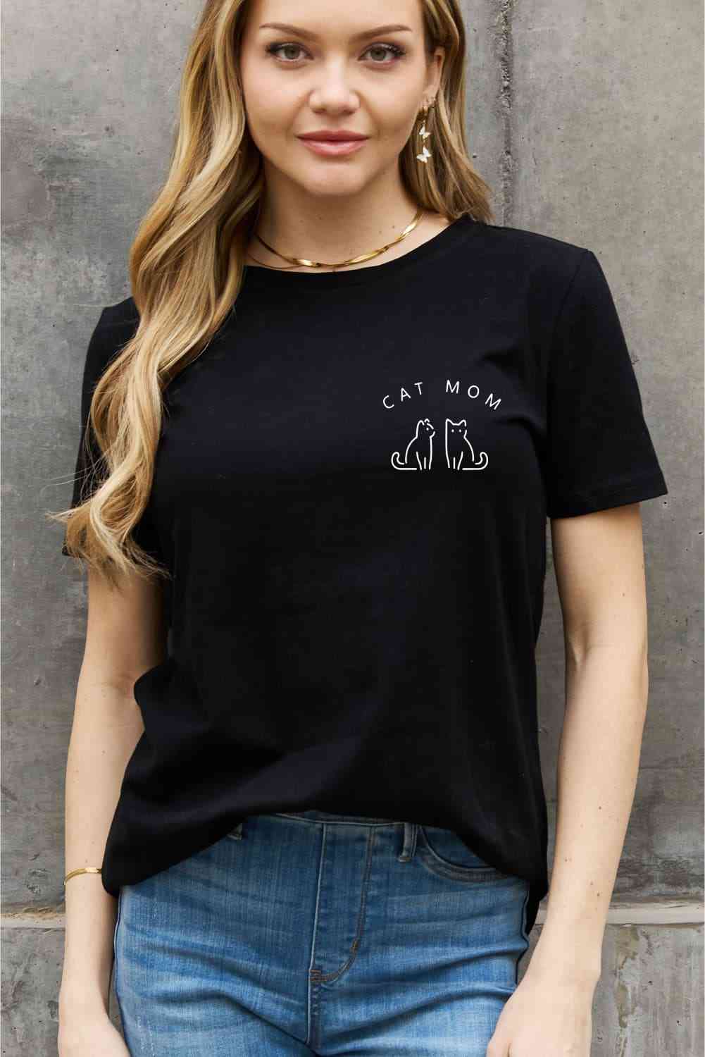 Simply Love Full Size CAT MOM Graphic Cotton Tee Women's T-Shirts - Tophatter Daily Deals